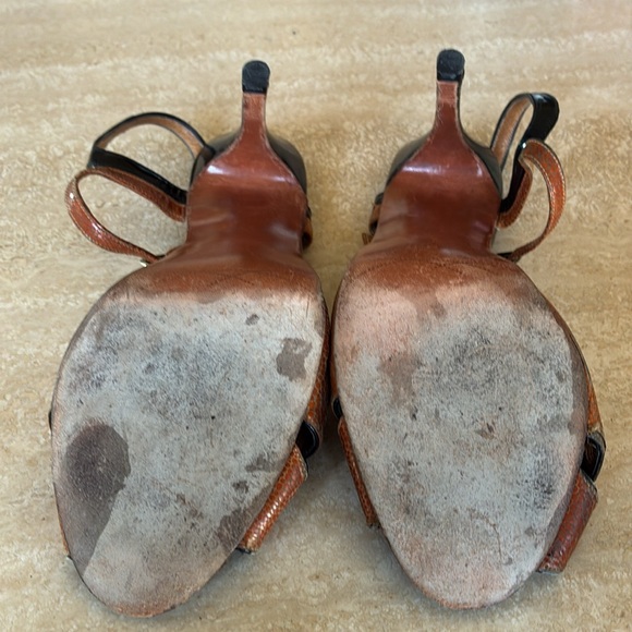 NEOTANGO Argentine Tango shoes, black patent leather/rust lizard, open toe 8 GUC - Picture 9 of 17